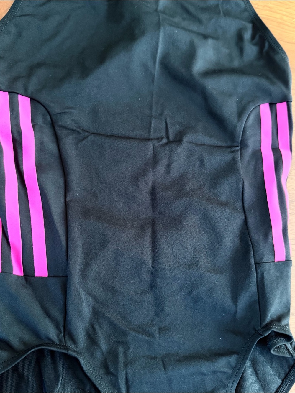 adidas Black One-Piece Swimsuit with Pink Side Stripes-Size L - Picture 3 of 8